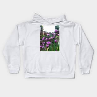 Fresh edible chive blossoms Kids Hoodie